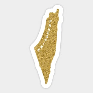 Palestinian Gold Glitter Map Area 27027 KM2 Palestine Will Be Free Solidarity Design -wht Sticker